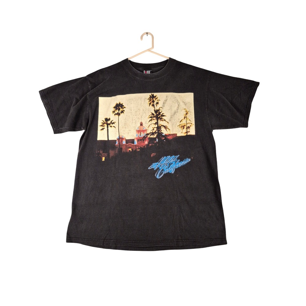 Eagles Hotel California T-Shirt Giant Tag Black Mens Sz XL Rock Band Tee VTG 90s